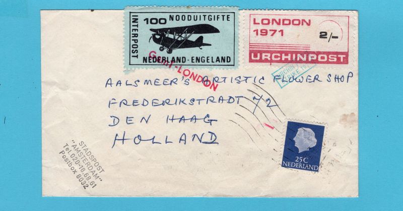 NETHERLANDS postal strike England 1971 by citypost Amsterdam