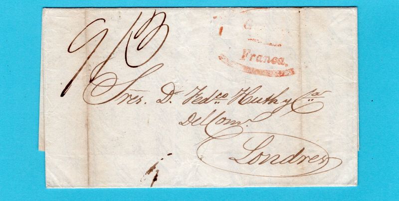 VENEZUELA entire 1839 Caracas forwarded La Guayra to London