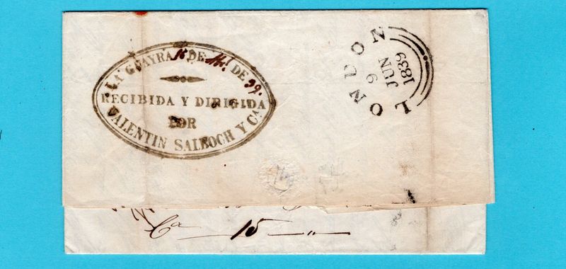 VENEZUELA entire 1839 Caracas forwarded La Guayra to London