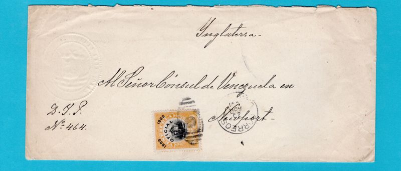 VENEZUELA official cover 1901 Caracas to Newport, England