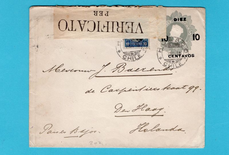 CHILE cover 1915 Huasco over Italy with scarce censor to Netherlands
