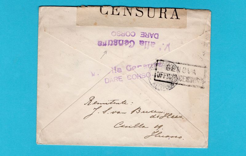 CHILE cover 1915 Huasco over Italy with scarce censor to Netherlands