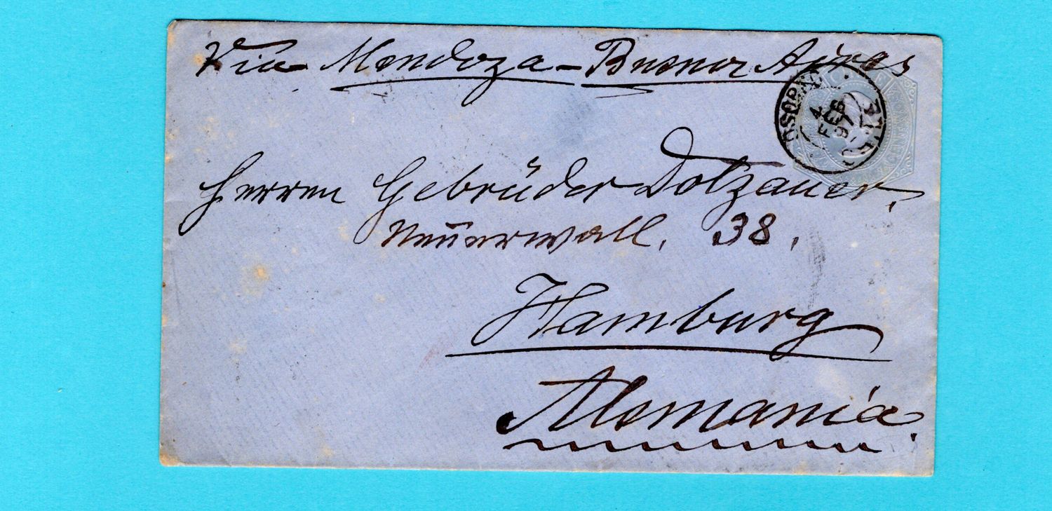 CHILE envelope 1897 Osorno via Andes - Mendoza to Germany