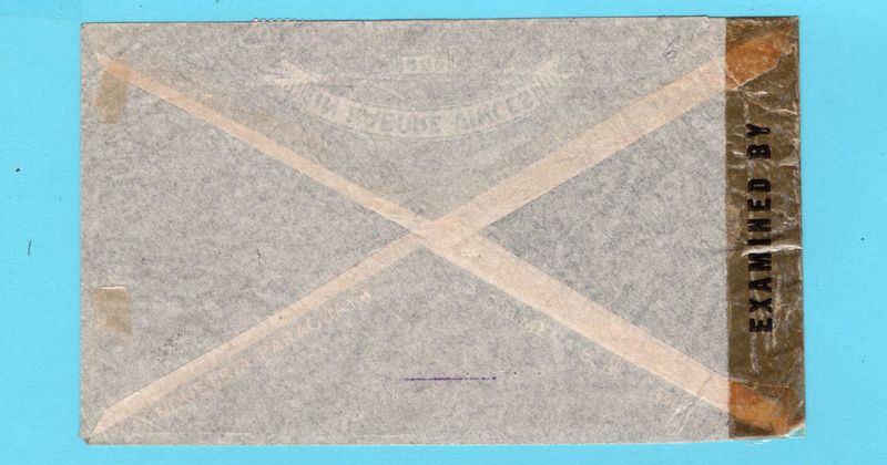PARAGUAY censor air cover 1943 Asuncion to USA