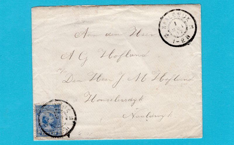 NEDERLAND brief 1897 Naaldwijk naar Honselerdijk NEDERLAND brief 1897 Naaldwijk naar Honselerdijk