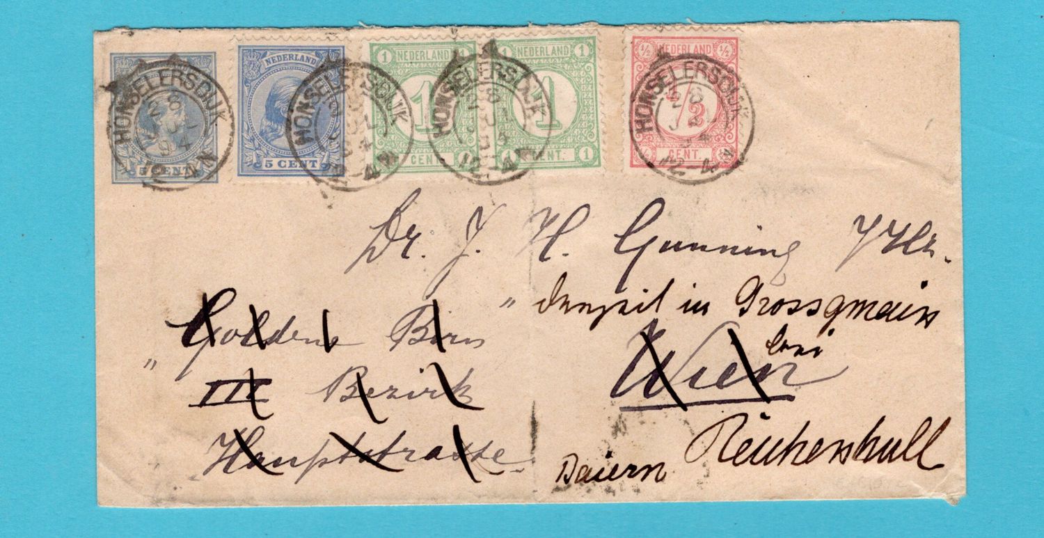 NEDERLAND envelop 1894 Honselerdijk naar Wenen, Oostenrijk