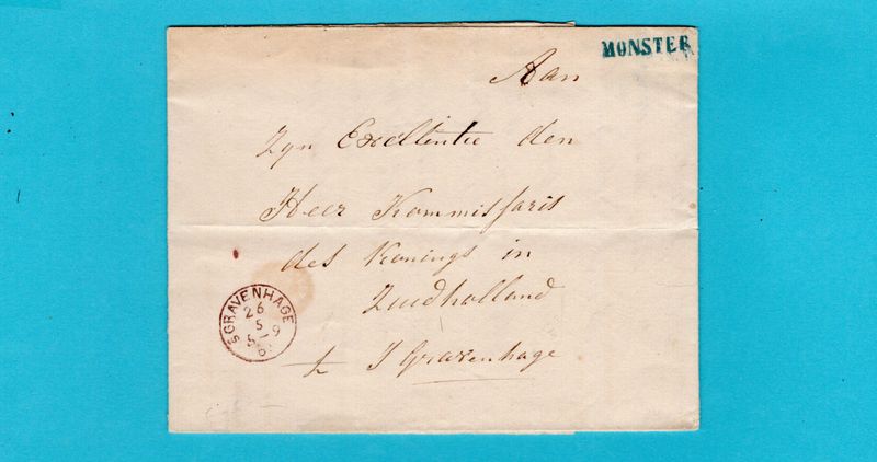 NEDERLAND dienst briefomslag 1865 Monster naamstempel NEDERLAND dienst briefomslag 1865 Monster naamstempel