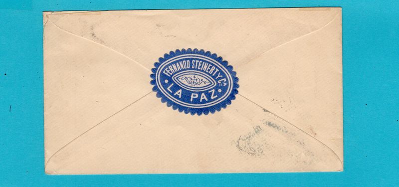 BOLIVIA postal envelope 1887 La Paz to Tacna