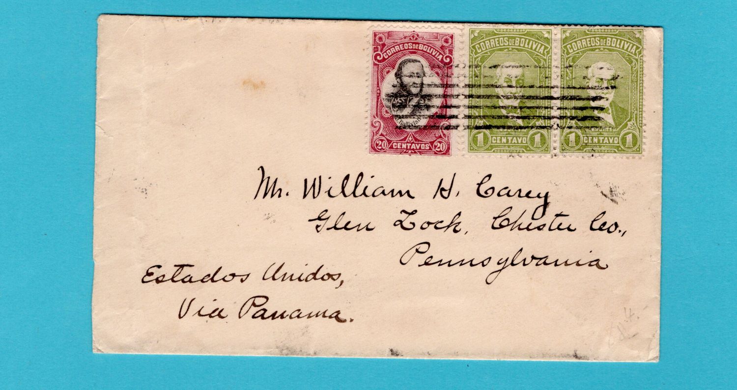 BOLIVIA cover 1899 La Paz via Callao to Pennsylvania, USA