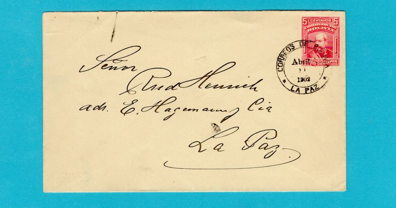 BOLIVIA envelope 1902 La Paz