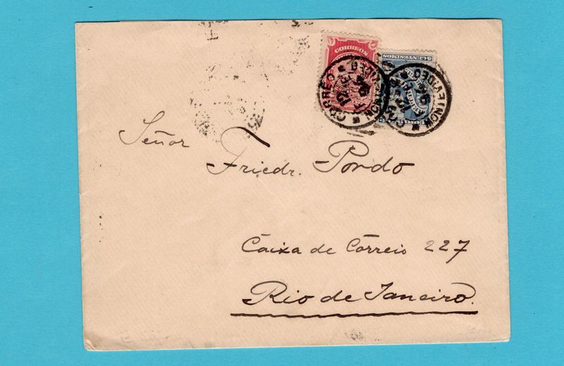 URUGUAY cover 1894 Montevideo to Rio de Janeiro, Brazil