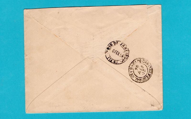 URUGUAY cover 1894 Montevideo to Rio de Janeiro, Brazil