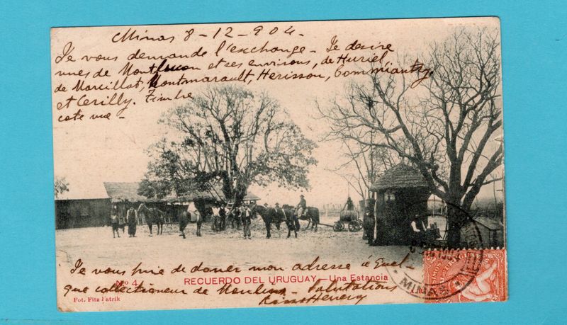 URUGUAY PPC una estancia 1904 Minas to France