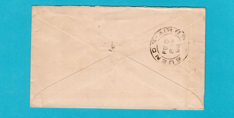 URUGUAY envelope 1898 Montevideo to Argentina