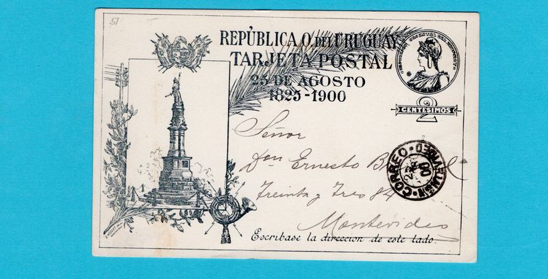URUGUAY postal card 1900 Montevideo