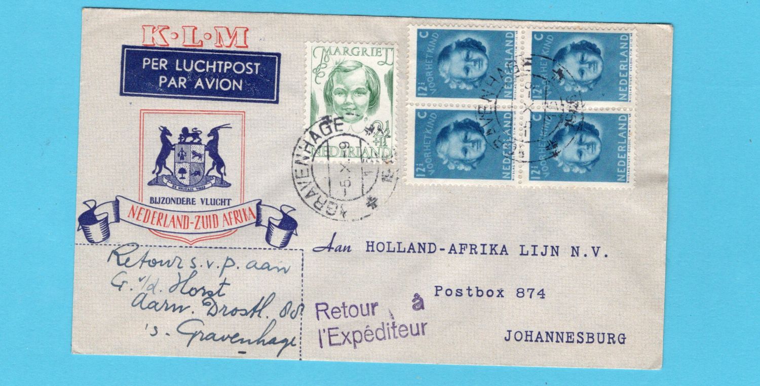NEDERLAND - Zuid Afrika vlucht 1946 's Gravenhage naar Johannesburg