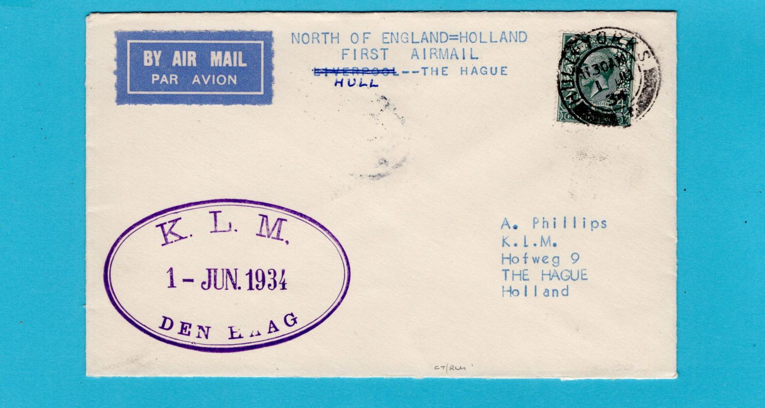 ENGELAND 1e KLM vlucht 1934 Hull - Den Haag