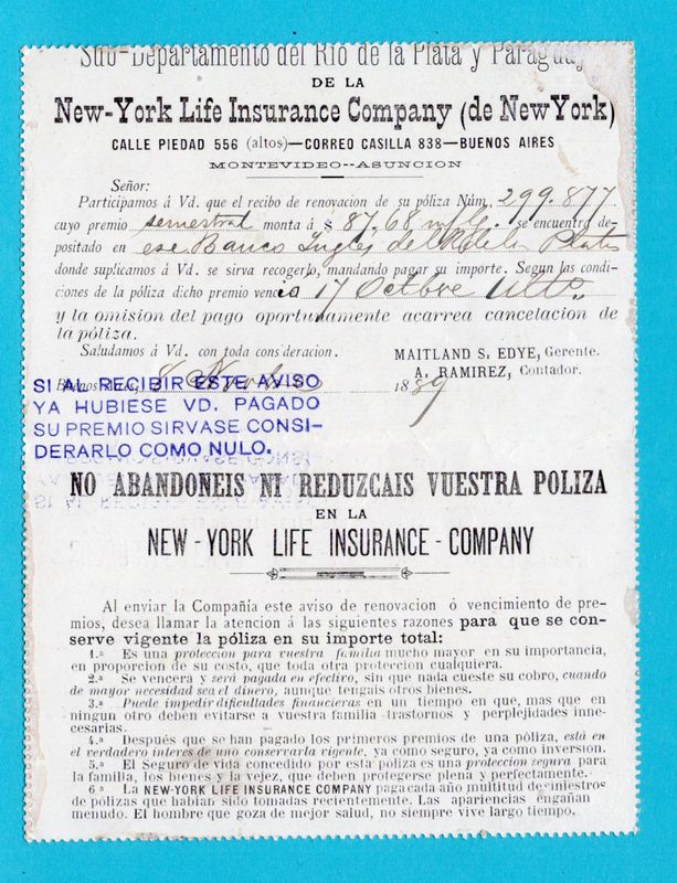ARGENTINA letter sheet 1889 with life insurance advertising