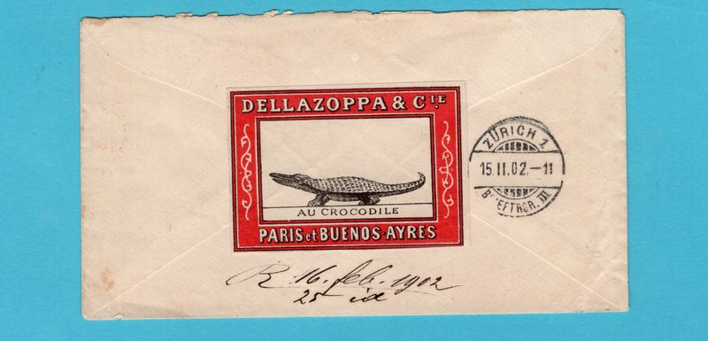 ARGENTINA cover 1902 Buenos Aires with crocodile cinderella