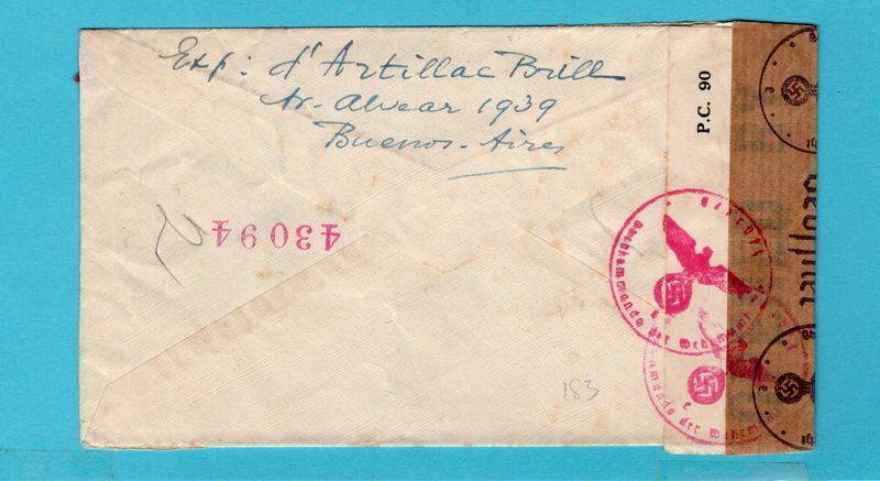 ARGENTINA R censor cover 1941 Buenos Aires to Netherlands