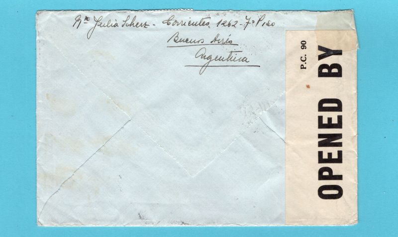 ARGENTINA censor cover 1941 to France service suspended