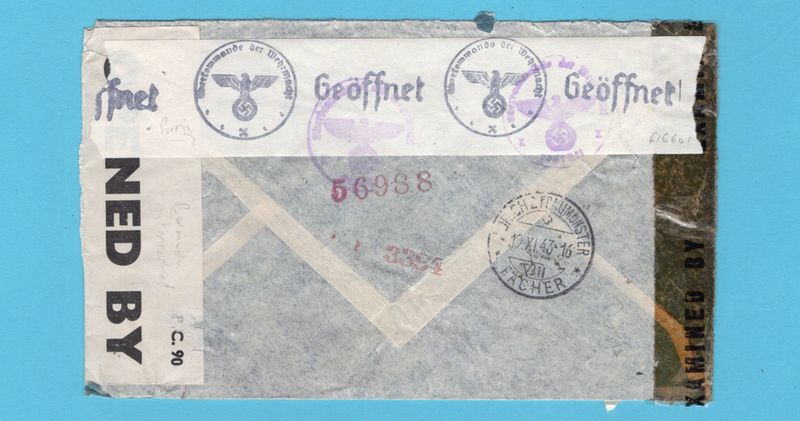 ARGENTINA censor air cover 1943 Buenos Aires to Switzerland