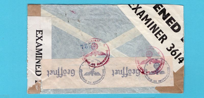 ARGENTINA censor air cover with perfin LFA 1942 Buenos Aires to Switzerland