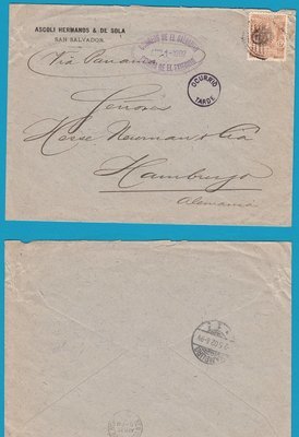 El Salvador cover 1902 San Salvador to Germany El Salvador cover 1902 San Salvador to Germany