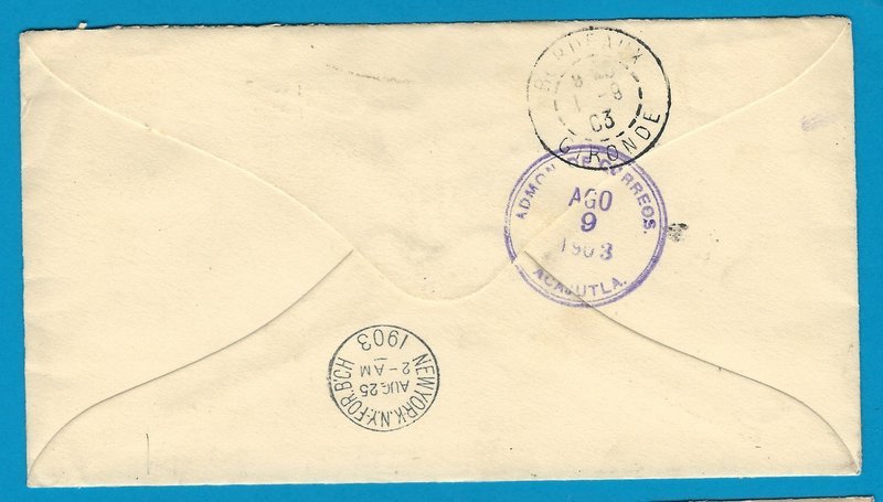 El Salvador uprated postal envelope1908 Sonsonate to France