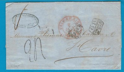 CHILE entire 1864 Valparaiso with GB packet to France