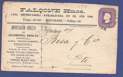 CHILE illustrated postal envelope 1917 (?) Valparaiso