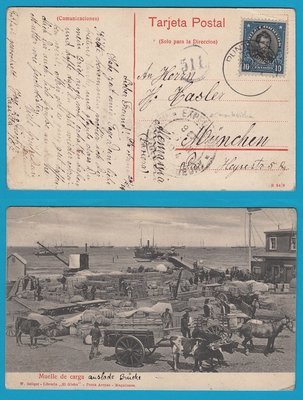 CHILE PPC 1914 Punta Arenas Muelle de Carga to Germany