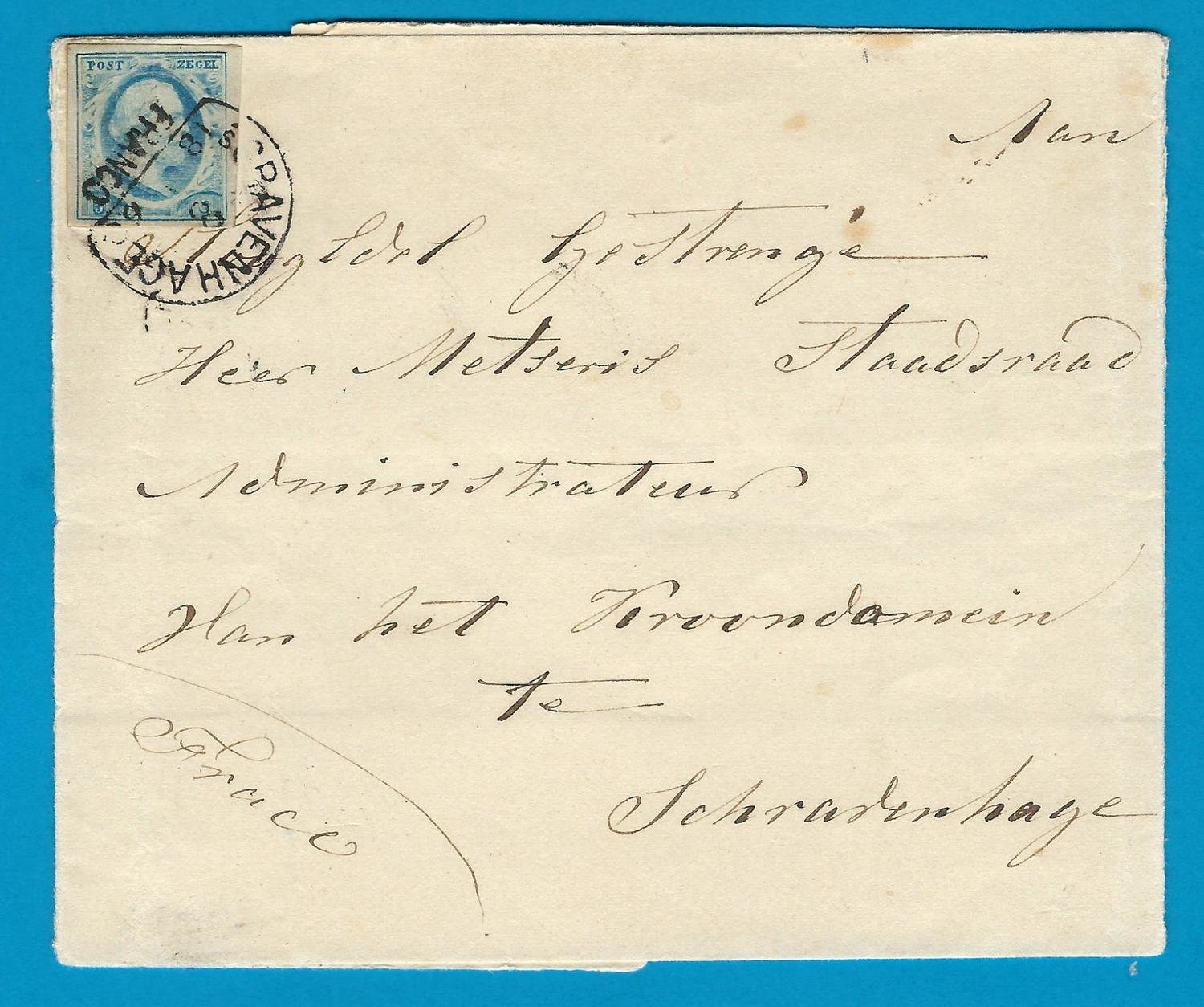 NEDERLAND brief 1860 Naalwijk met #1 naar Den Haag