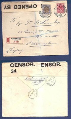 NEDERLAND R envelop 1915 Scheveningen met censuur