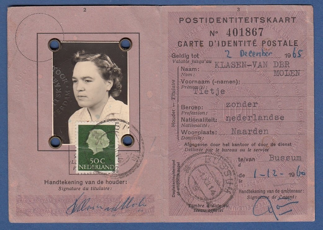 NEDERLAND identiteitsbewijs Bussum 1960