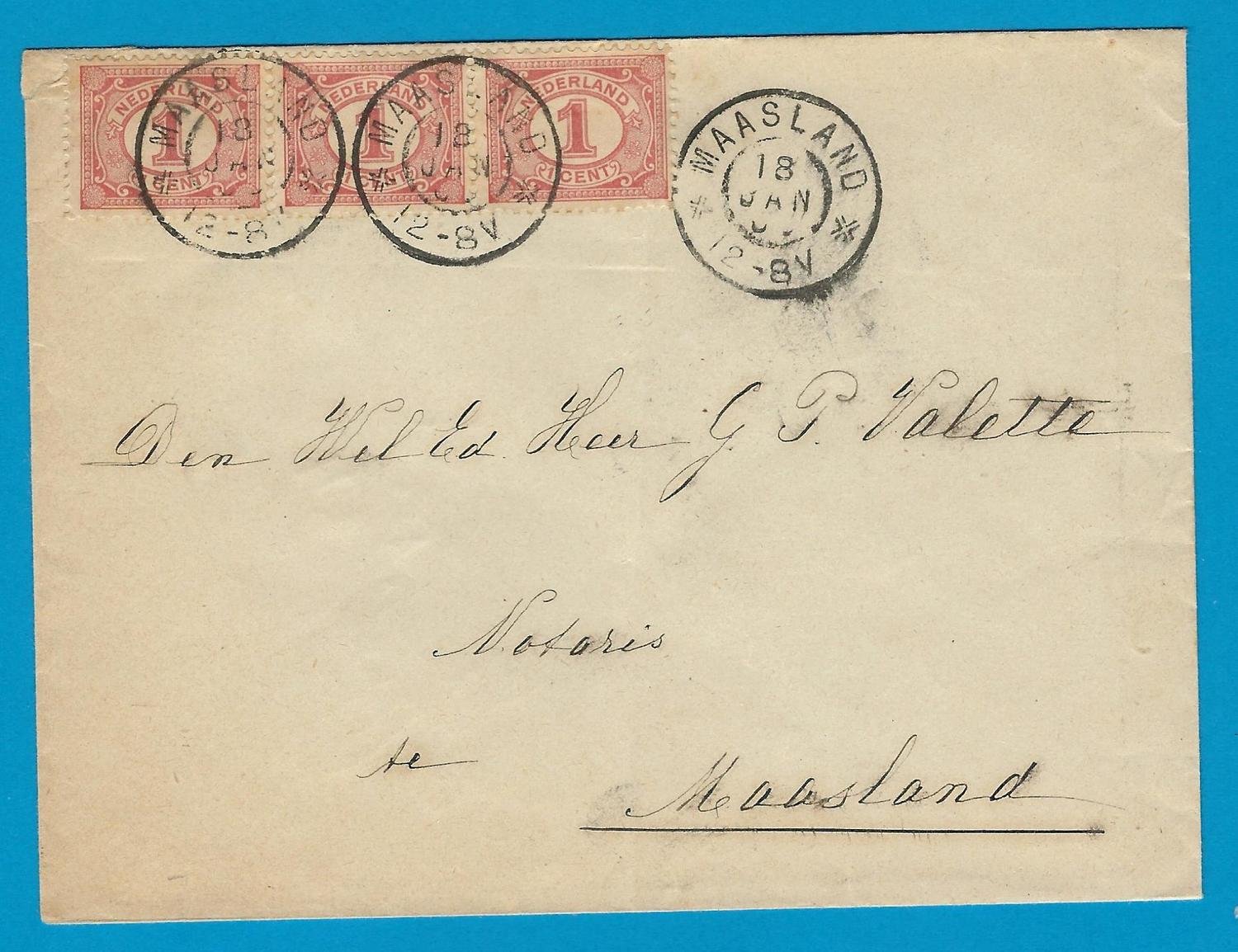 NEDERLAND lokale brief 1903 (?) Maasland