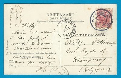 NEDERLAND prentbriefkaart 1911 Schansbrug met treinstempel