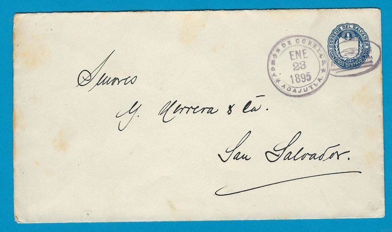 EL SALVADOR envelope 1895 Acajutla to San Salvador