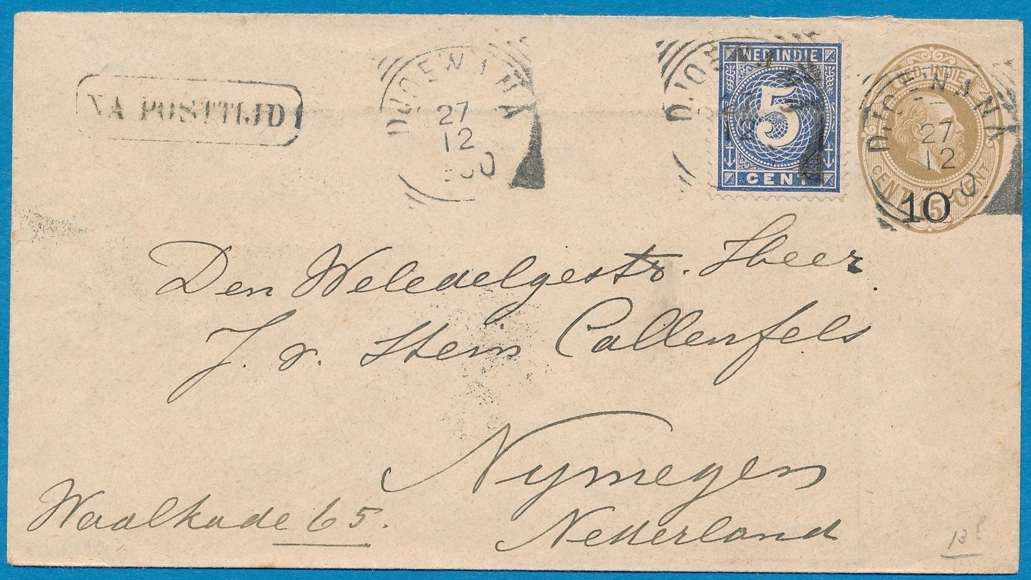 NETHERLANDS EAST INDIES envelope 1900 Djoewana
