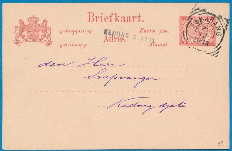 NETHERLANDS EAST INDIES postal card 1904 Kedong Diatti