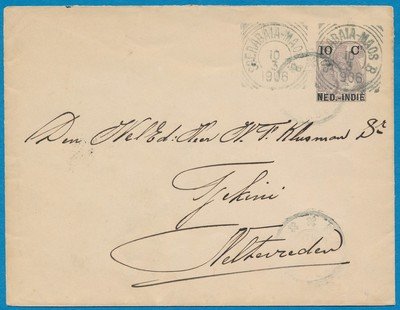 NETHERLANDS EAST INDIES envelope 1906 traincancel