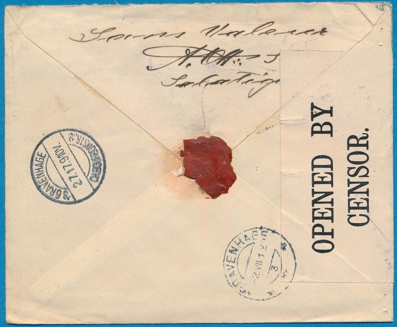 NETHERLANDS EAST INDIES R envelope 1917 Salatiga with censor