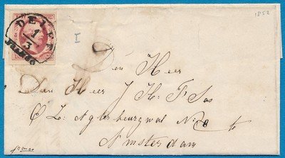 NEDERLAND brief 1852 Delft naar Amsterdam NEDERLAND brief 1852 Delft naar Amsterdam