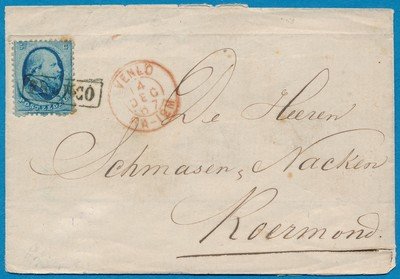 NEDERLAND brief 1867 Venlo naar Roermond