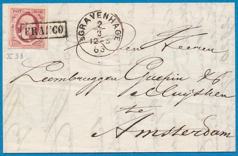 NEDERLAND brief 1863 &#39;s Gravenhage naar Amsterdam