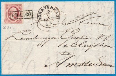 NEDERLAND brief 1863 's Gravenhage naar Amsterdam