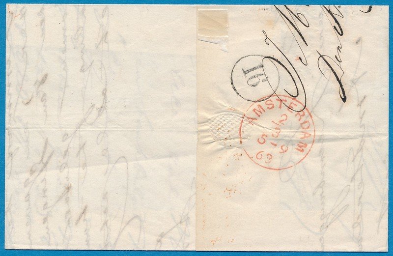 NEDERLAND brief 1863 's Gravenhage naar Amsterdam