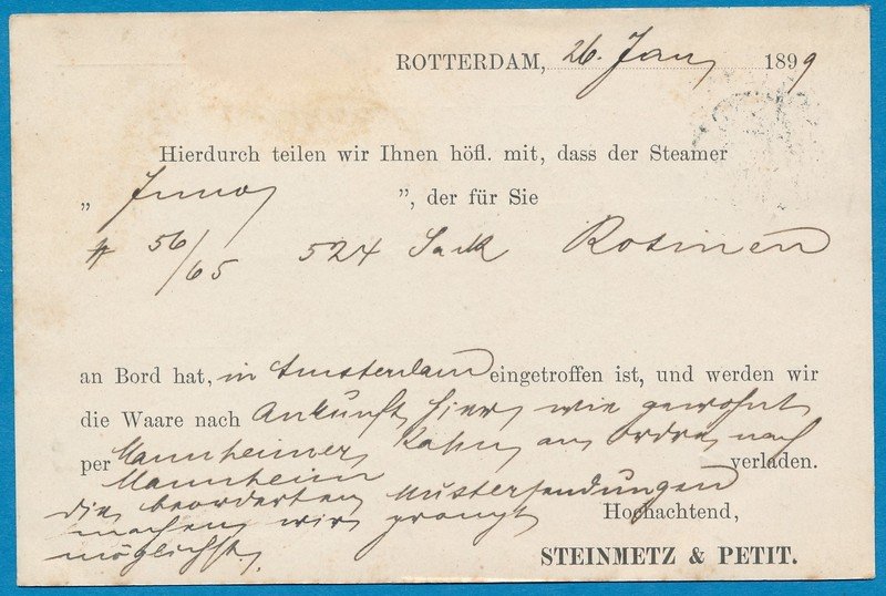 NEDERLAND briefkaart 1899 Rotterdam perfin S&amp;P