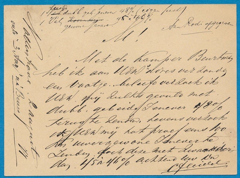 NEDERLAND briefkaart 1877 Vollenhove naar Schiedam
