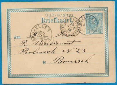 NEDERLAND briefkaart 1878 Oud-Gastel naar België